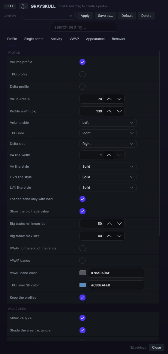 Grayskull settings window in Forge, with the Profile tab open