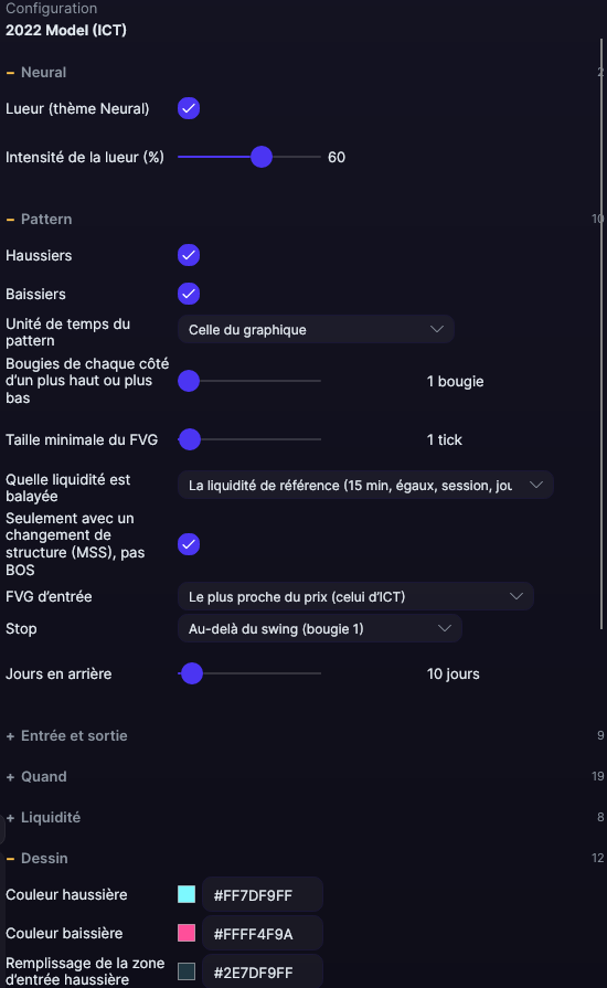 Panneau des réglages de 2022 Model (ICT) dans Forge