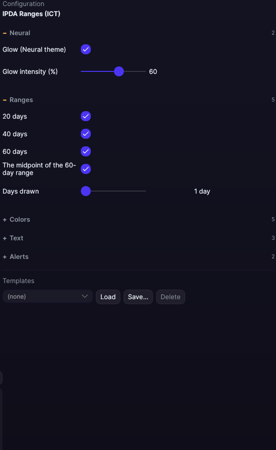 IPDA Ranges (ICT) settings panel in Forge