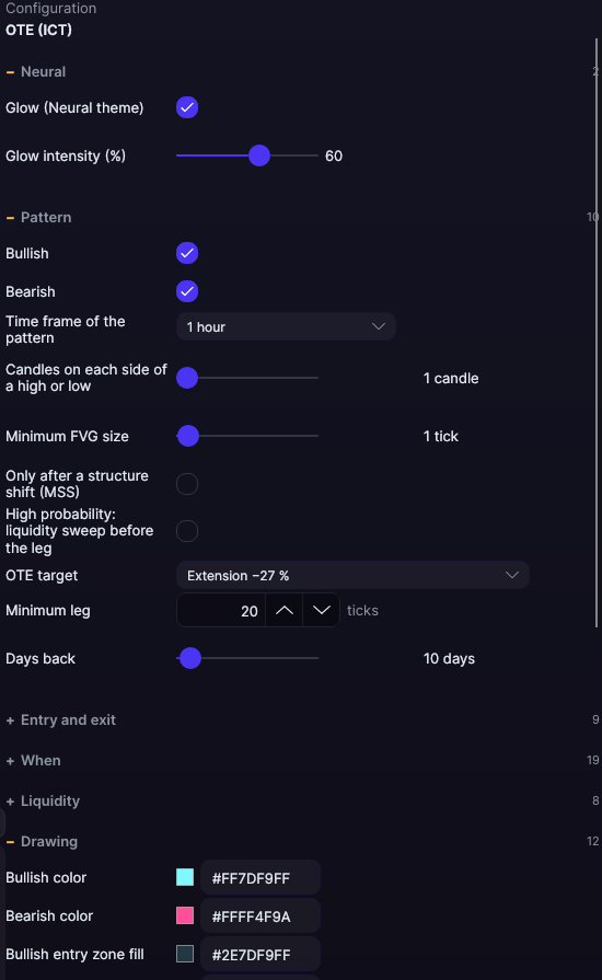 OTE (ICT) settings panel in Forge