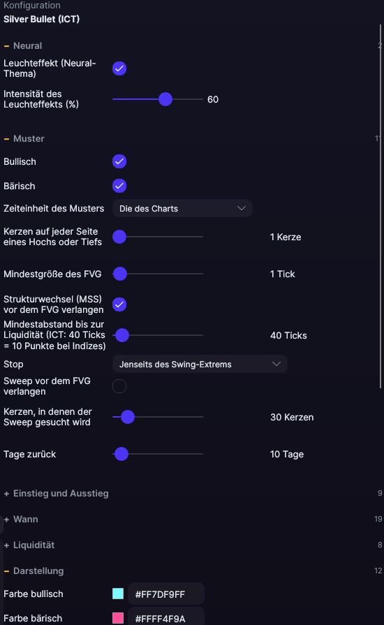 Einstellungsbereich von Silver Bullet (ICT) in Forge