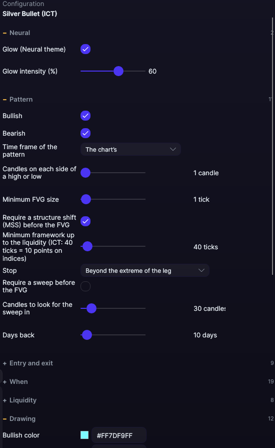 Silver Bullet (ICT) settings panel in Forge