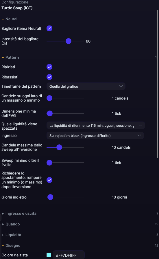 Pannello delle impostazioni di Turtle Soup (ICT) in Forge