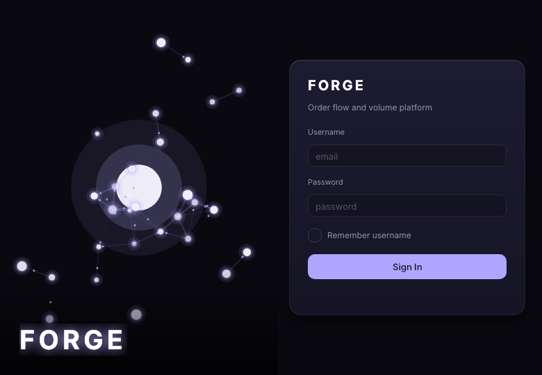 Forge sign-in window with username, password and Remember username