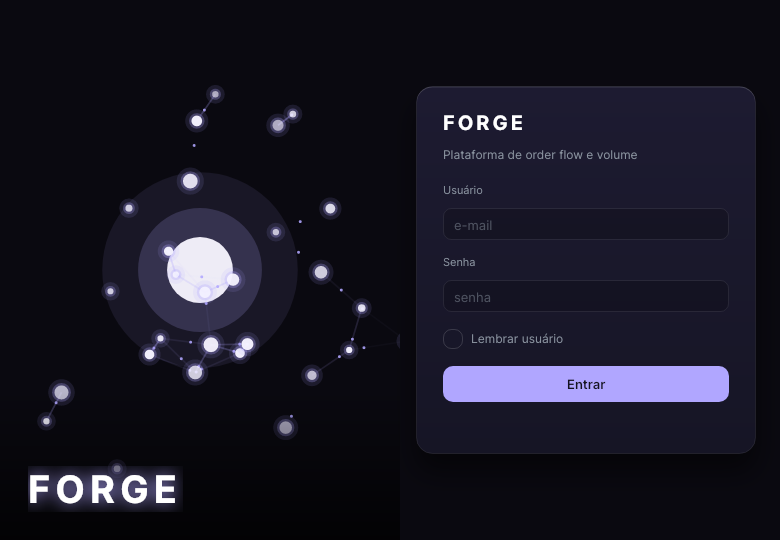 Janela de login do Forge com usuário, senha e Lembrar usuário
